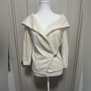 Ann Taylor Cream V-Neck Sweater